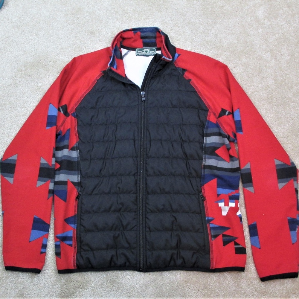 Ralph Lauren Aztec Indian Puffer Zip Light Jacket - Gem